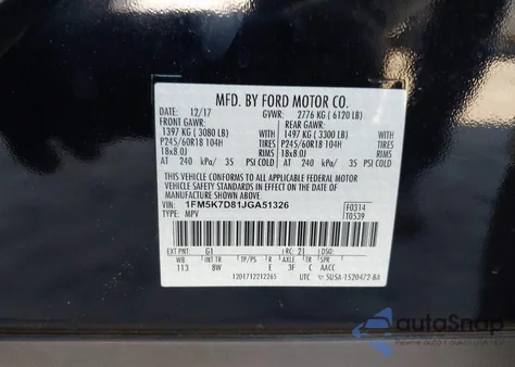 2018 Ford Explorer Xlt from USA, damaged, VIN 1FM5K7D81JGA51326